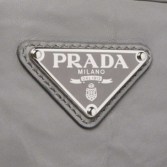 Prada Slate Grey Antique Nappa Leather Small Top Handle Crossbody Bag - 1BB099 - Picture 10 of 12